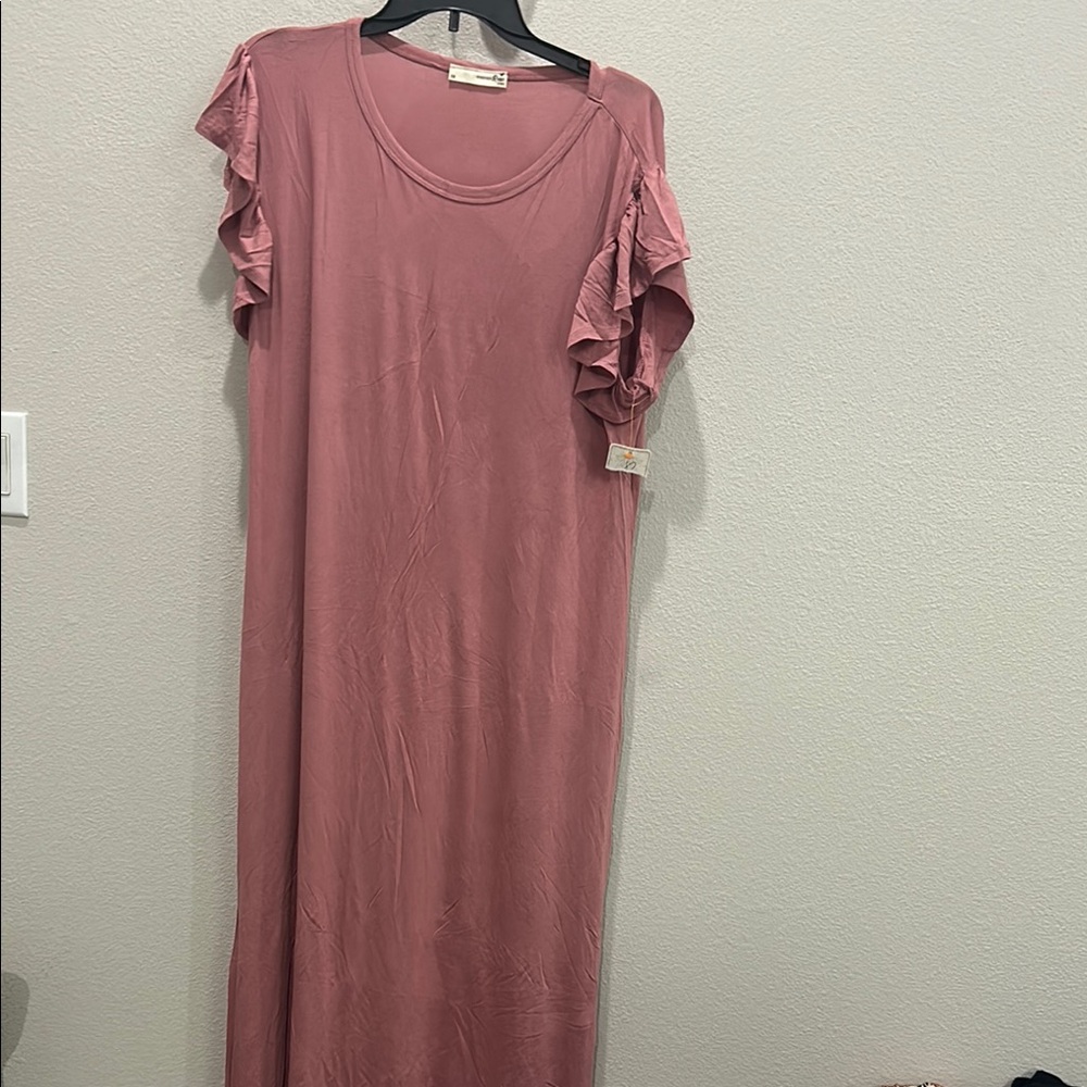 Pink Ruffle Sleeve Dress